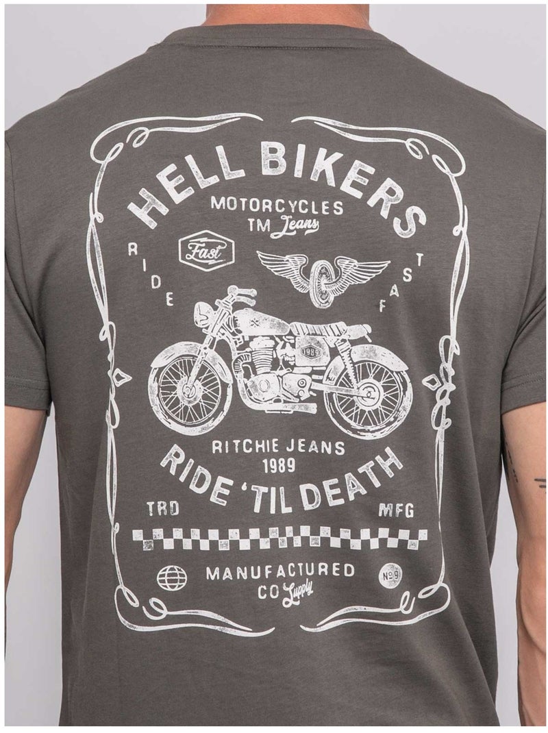 T-shirt maniche corte stampata JOPATRIOT Cachi - Kiabi