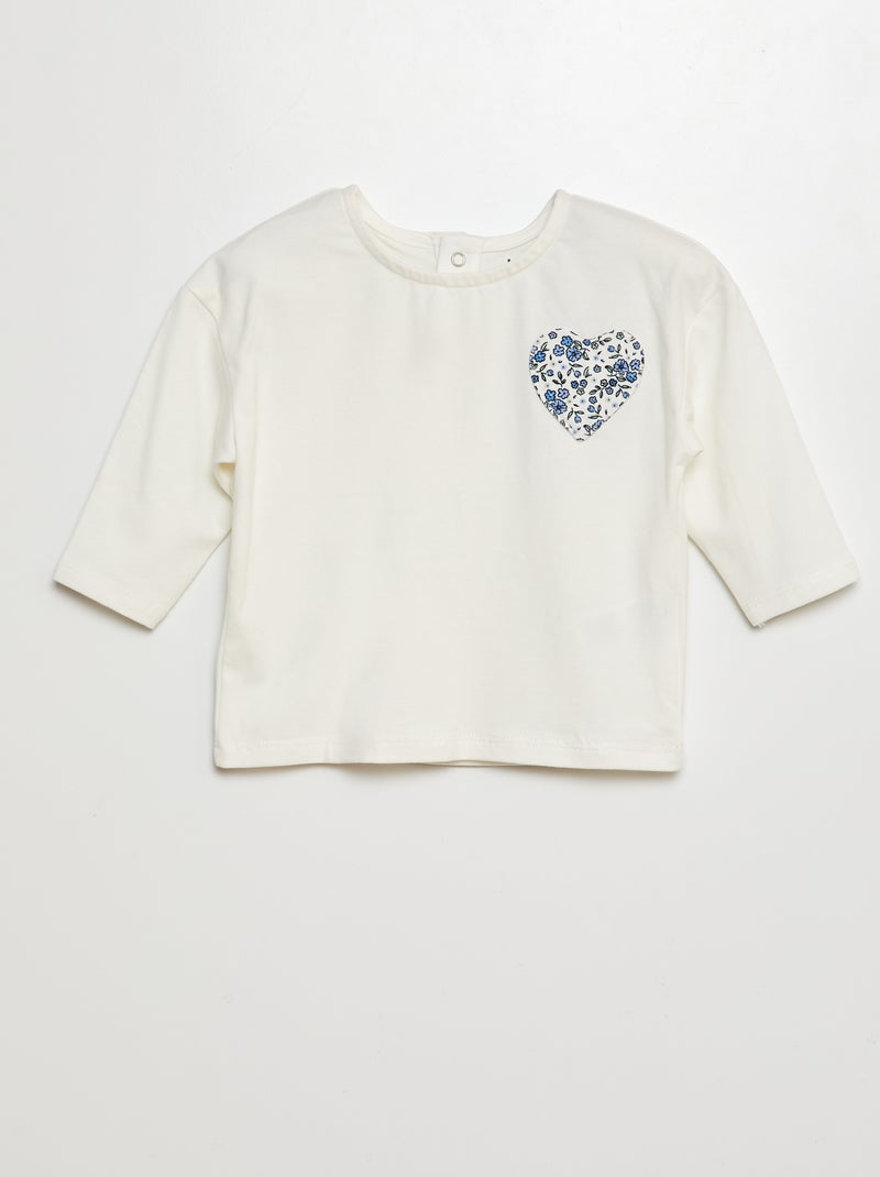 T-shirt maniche lunghe BIANCO - Kiabi