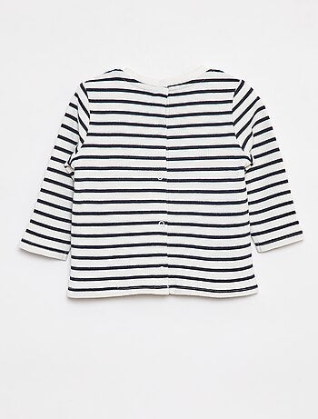 T-shirt maniche lunghe con 'bonjour' ricamato sul petto