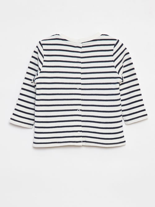 T-shirt maniche lunghe con 'bonjour' ricamato sul petto - Kiabi