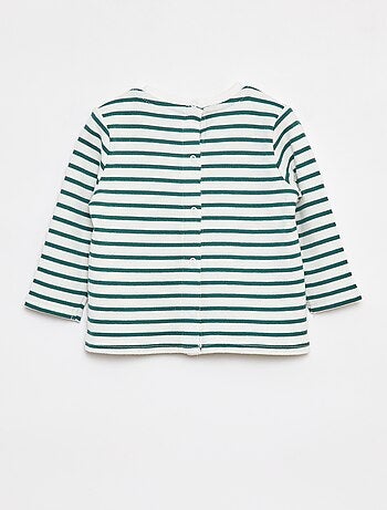 T-shirt maniche lunghe con 'bonjour' ricamato sul petto