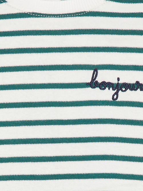 T-shirt maniche lunghe con 'bonjour' ricamato sul petto - Kiabi