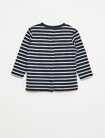 T-shirt maniche lunghe con 'bonjour' ricamato sul petto