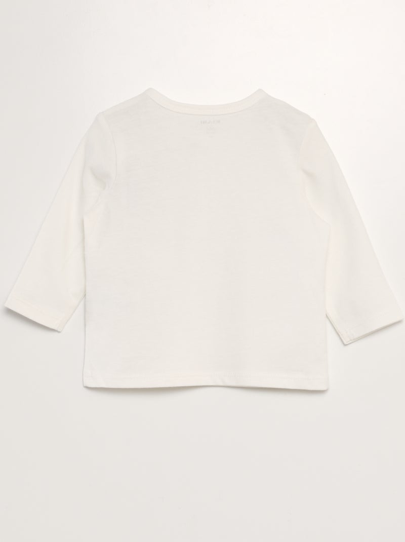 T-shirt maniche lunghe con collo serafino BIANCO - Kiabi