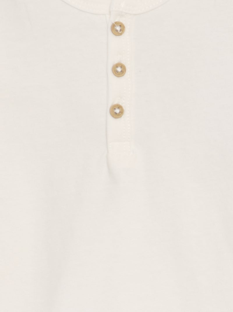 T-shirt maniche lunghe con collo serafino BIANCO - Kiabi