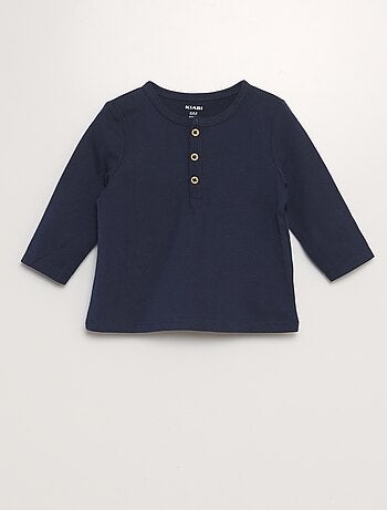 T-shirt maniche lunghe con collo serafino