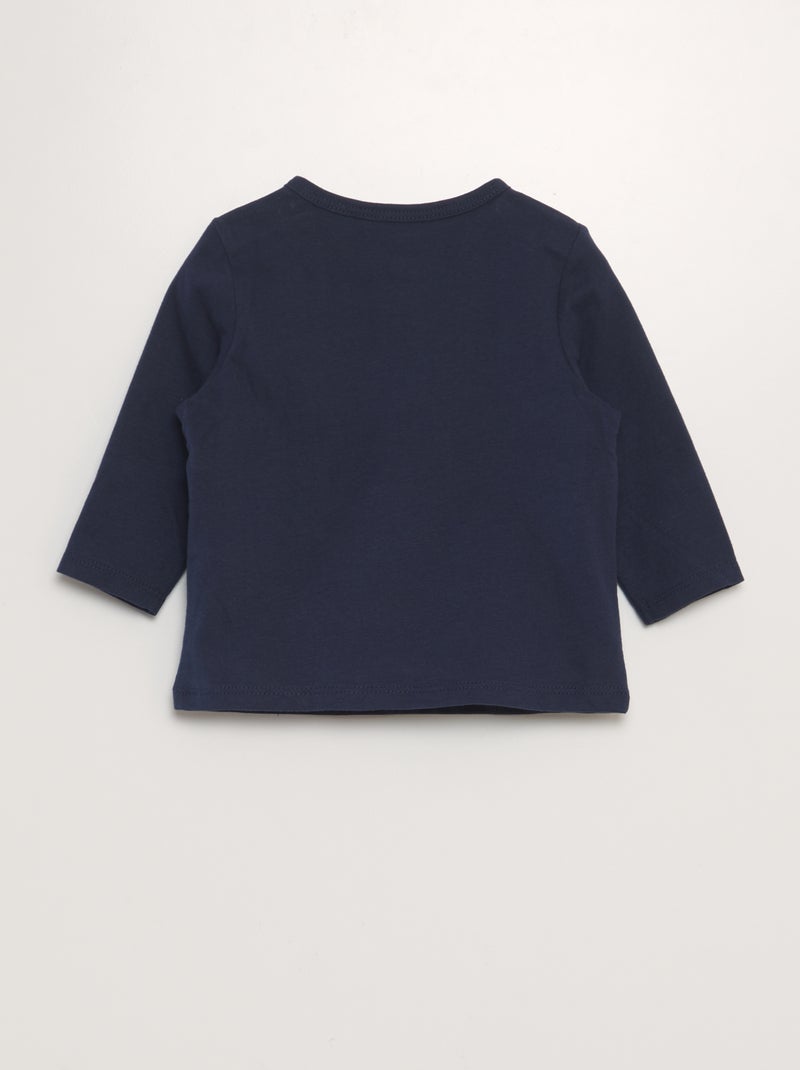 T-shirt maniche lunghe con collo serafino NERO - Kiabi