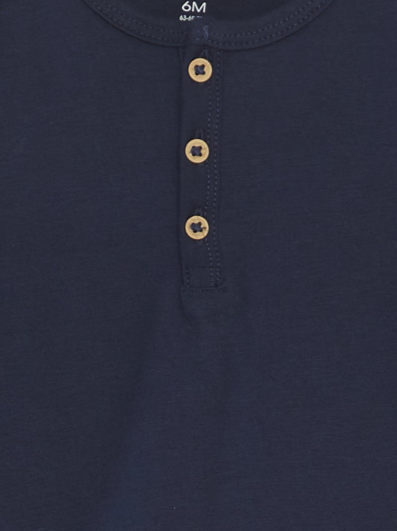 T-shirt maniche lunghe con collo serafino NERO - Kiabi