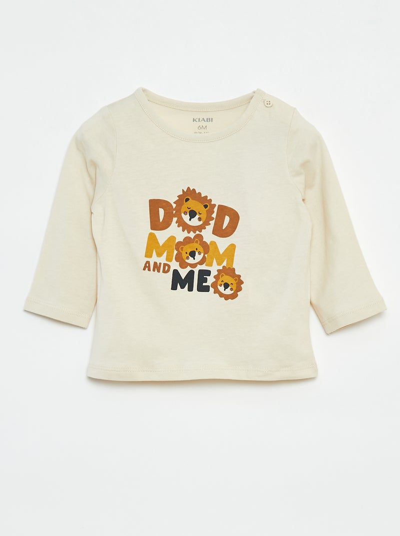 T-shirt maniche lunghe con decorazione Beige - Kiabi