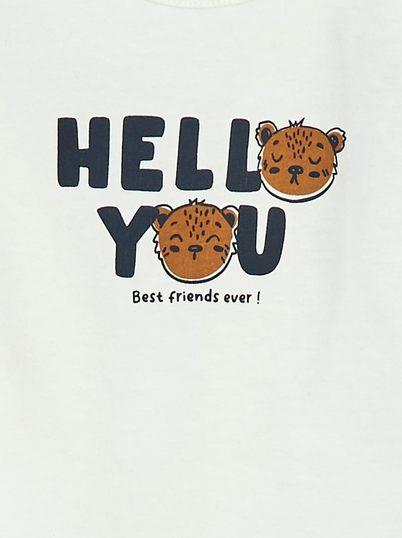 T-shirt maniche lunghe con decorazione Bianco - Kiabi