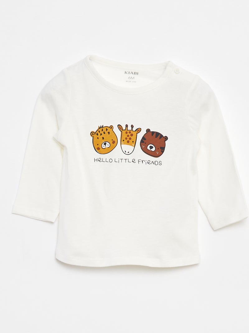 T-shirt maniche lunghe con decorazione Bianco - Kiabi