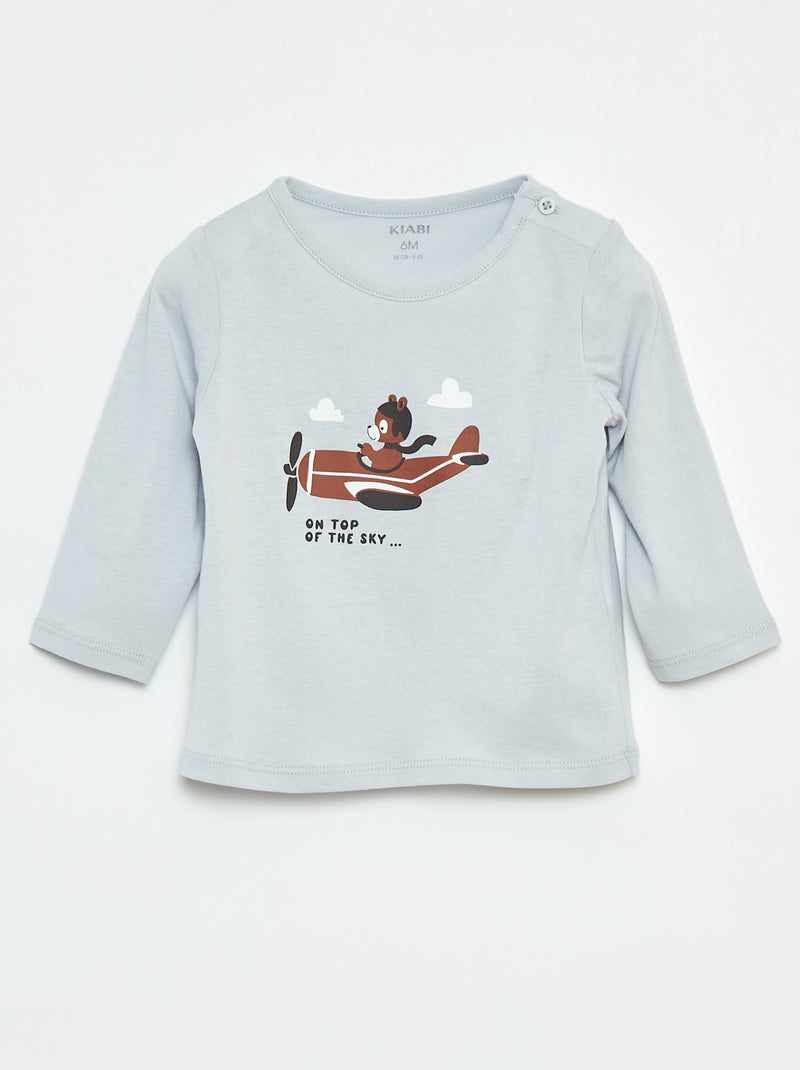 T-shirt maniche lunghe con decorazione Blu - Kiabi