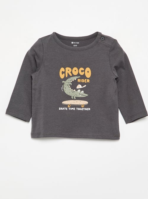 T-shirt maniche lunghe con decorazione - Kiabi T-shirt maniche lunghe con decorazione - Kiabi