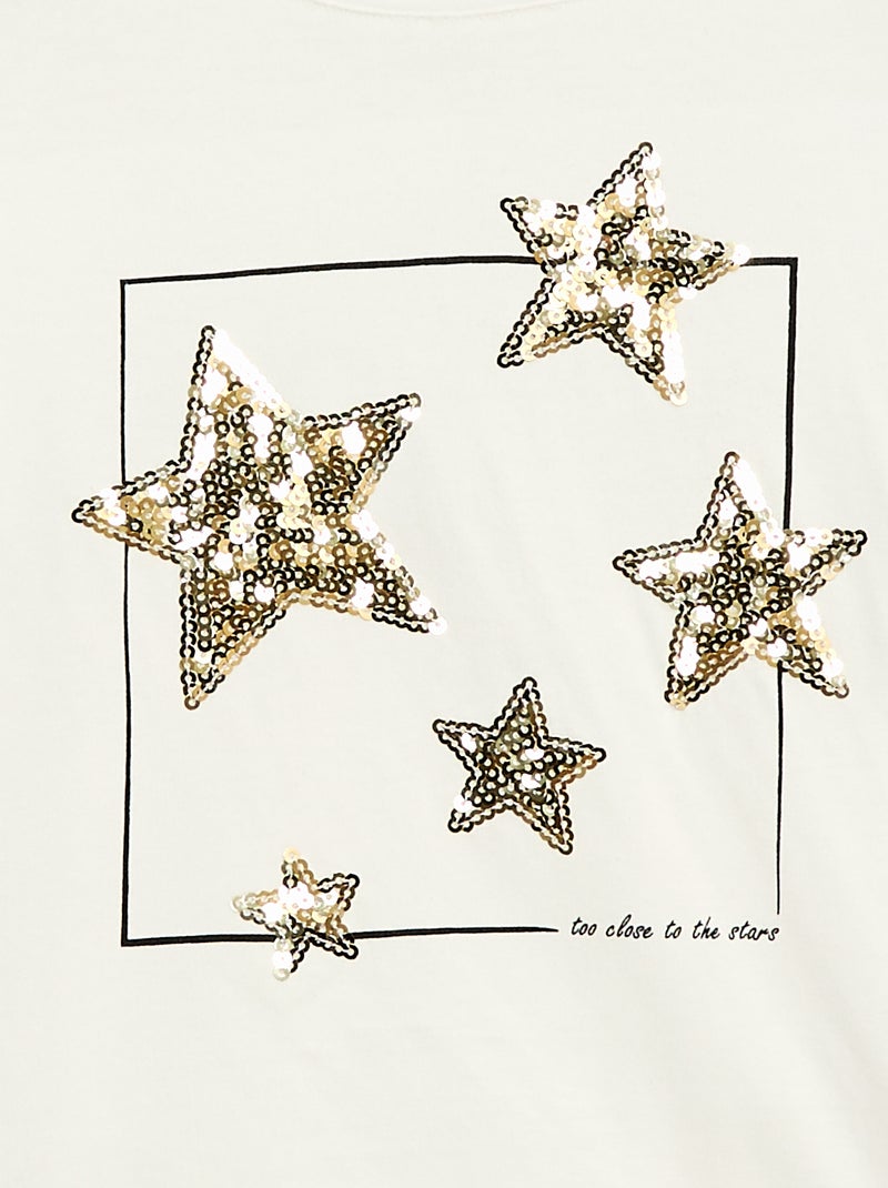 T-shirt maniche lunghe con lustrini Beige - Kiabi