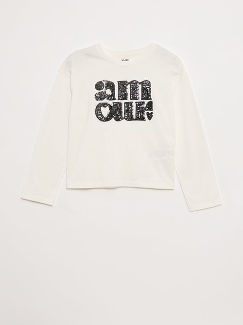 T-shirt maniche lunghe con lustrini - Kiabi