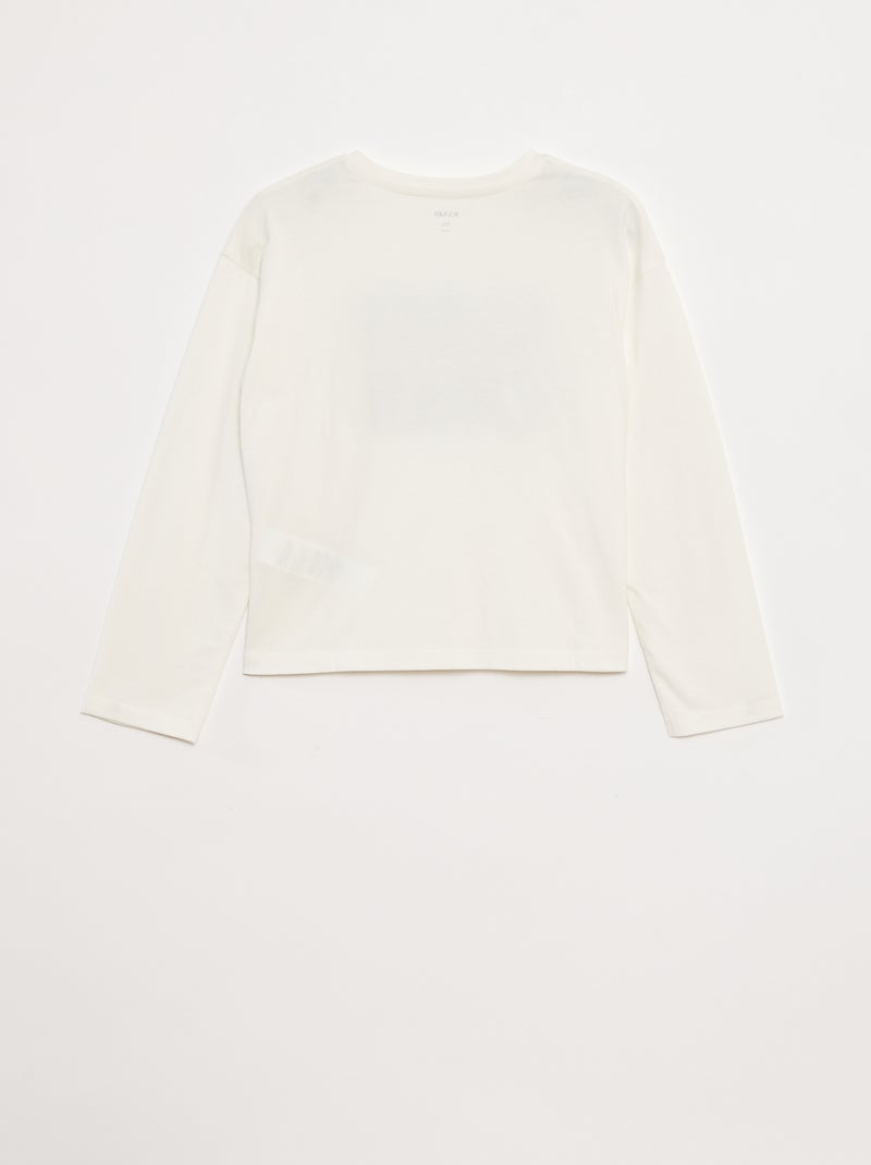 T-shirt maniche lunghe con lustrini Bianco - Kiabi