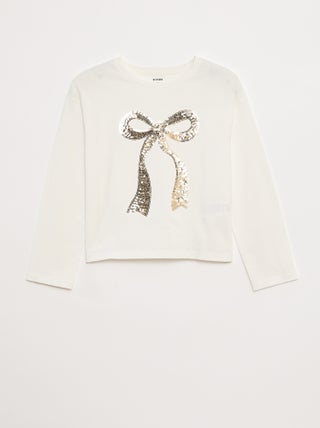 T-shirt maniche lunghe con lustrini