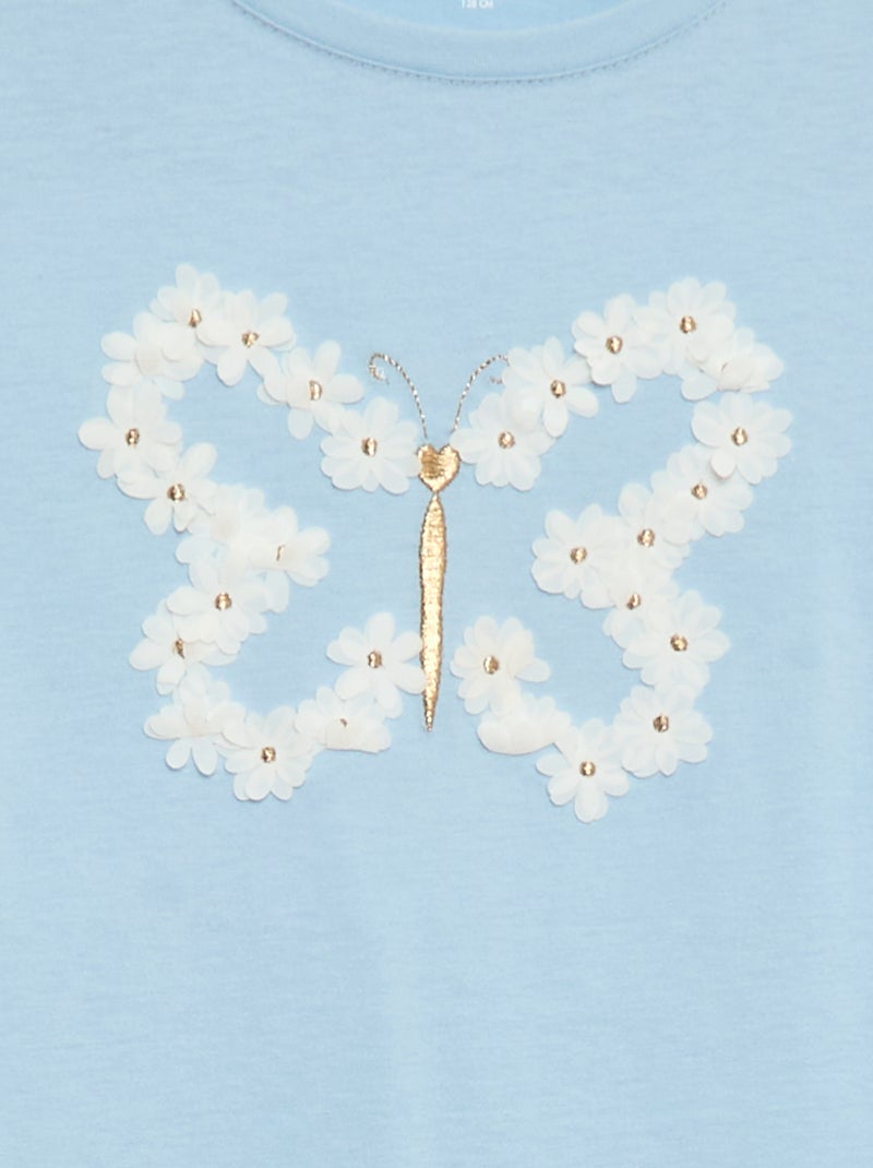 T-shirt maniche lunghe con lustrini Blu - Kiabi