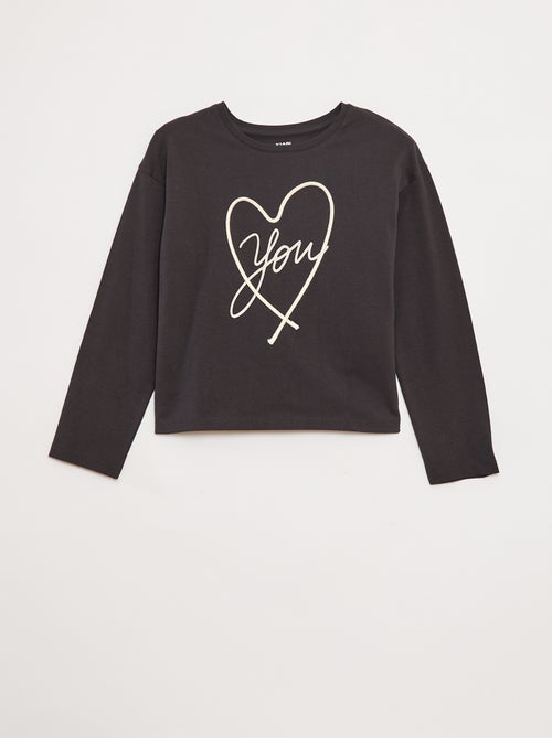 T-shirt maniche lunghe con lustrini - Kiabi