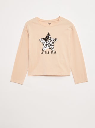 T-shirt maniche lunghe con lustrini
