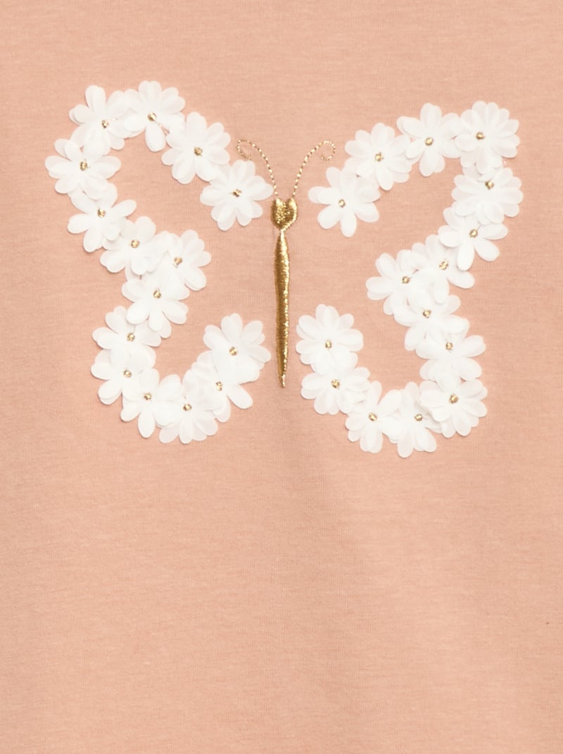 T-shirt maniche lunghe con lustrini Rosa - Kiabi