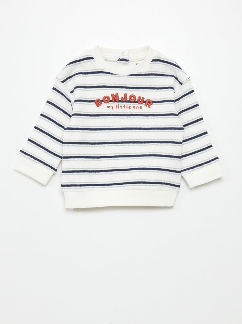T-shirt maniche lunghe con orli a coste BIANCO - Kiabi