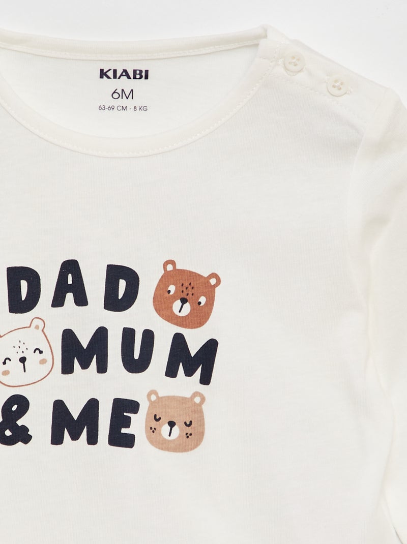 T-shirt maniche lunghe con stampa applicata BIANCO - Kiabi