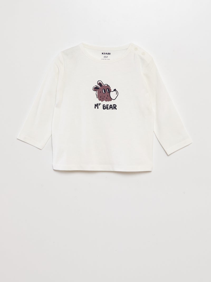 T-shirt maniche lunghe con stampa applicata BIANCO - Kiabi