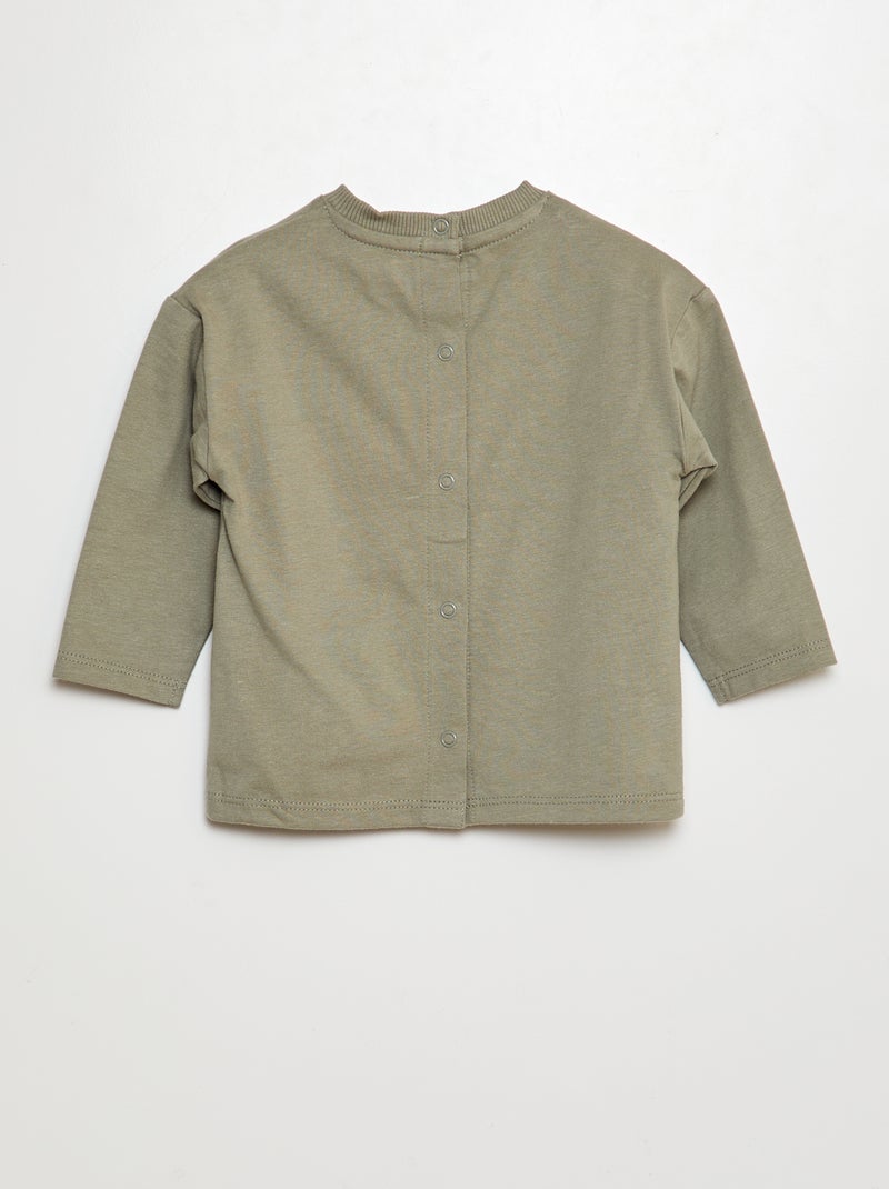 T-shirt maniche lunghe con stampa applicata VERDE - Kiabi