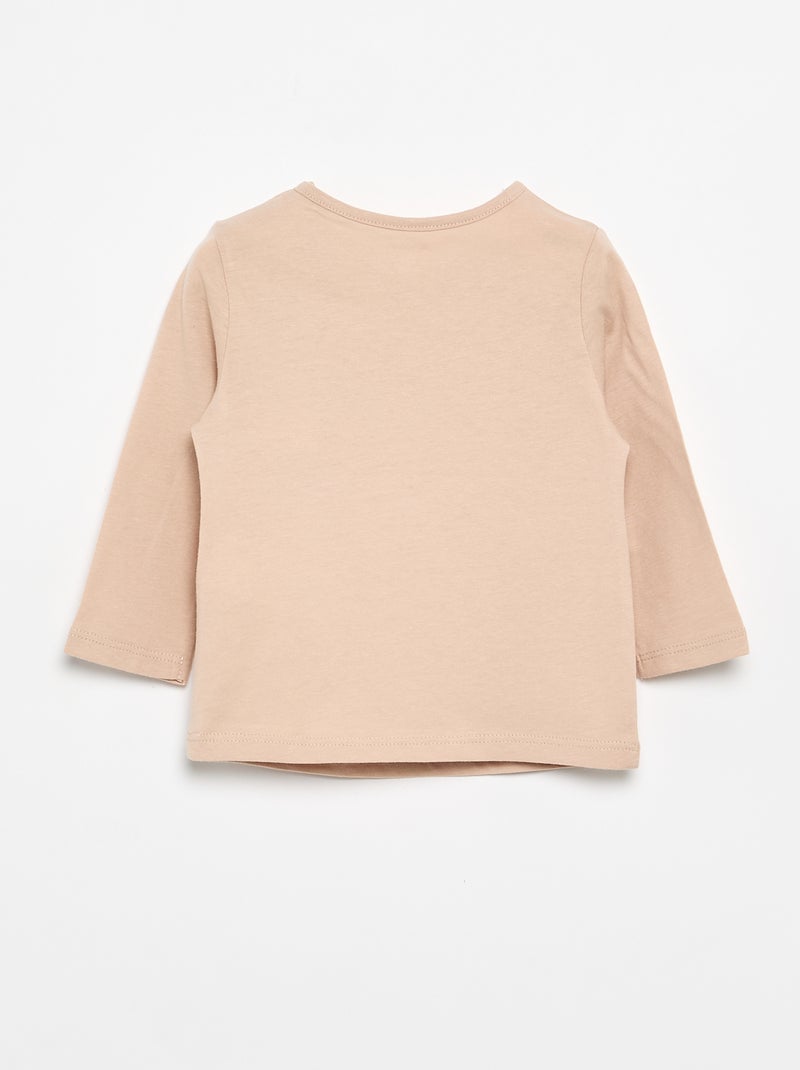 T-shirt maniche lunghe con stampa Beige - Kiabi