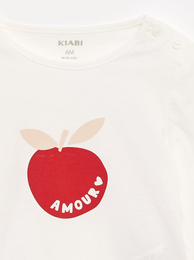 T-shirt maniche lunghe con stampa Bianco - Kiabi