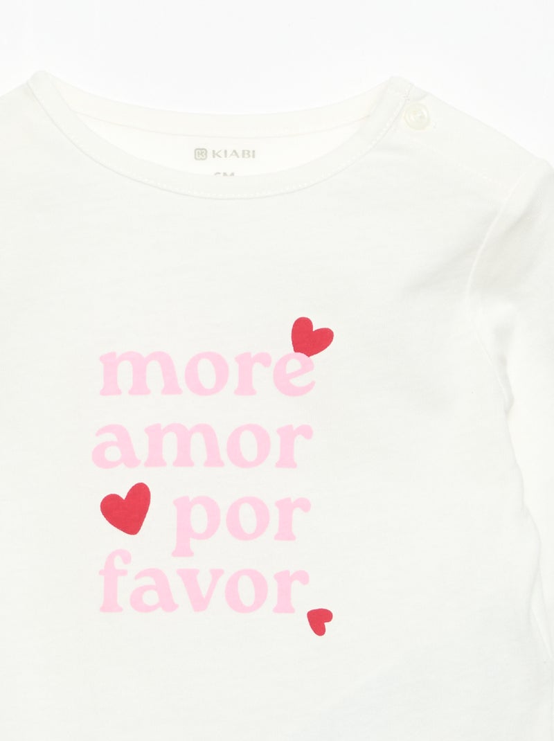 T-shirt maniche lunghe con stampa Bianco - Kiabi