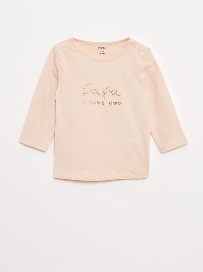 T-shirt maniche lunghe con stampa Rosa - Kiabi