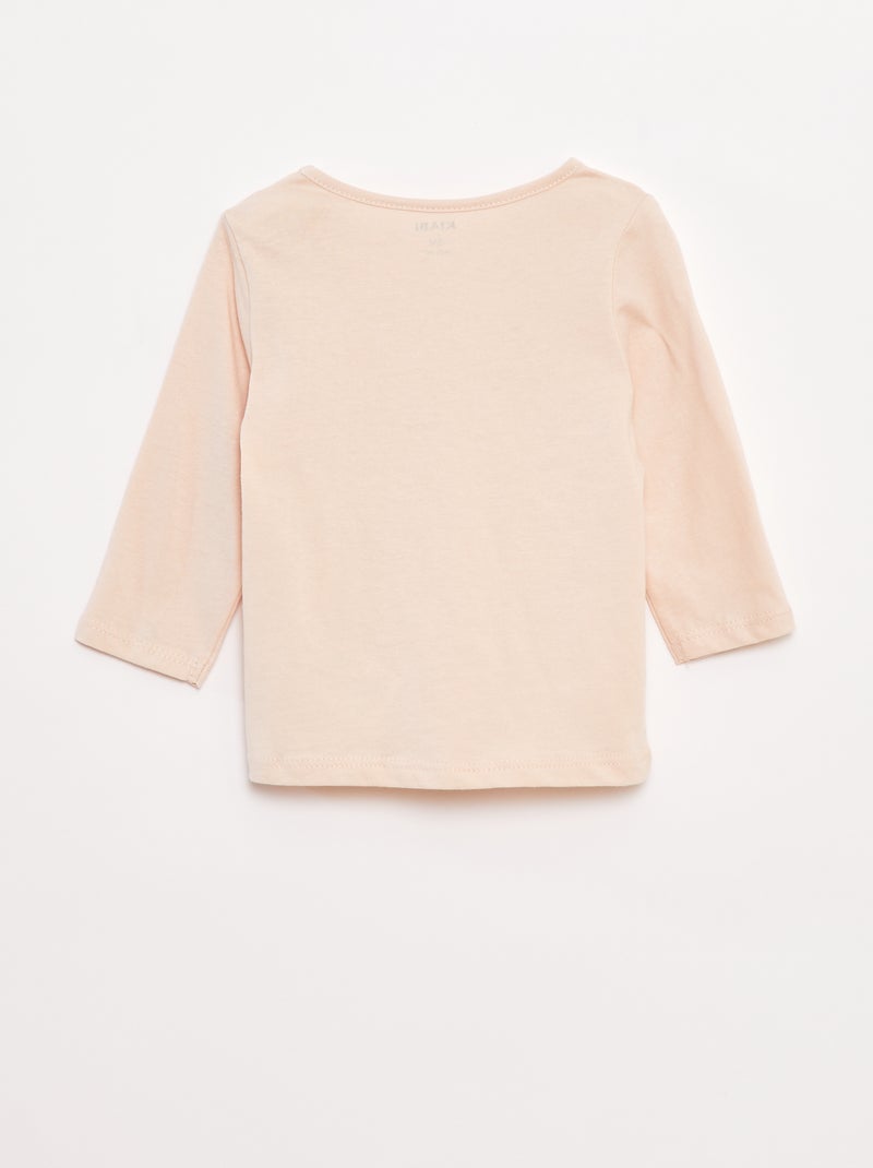 T-shirt maniche lunghe con stampa Rosa - Kiabi