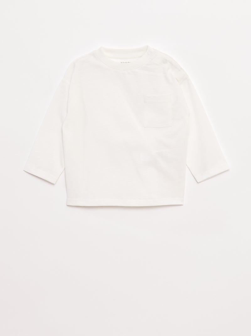 T-shirt maniche lunghe con taschino sul petto Bianco - Kiabi