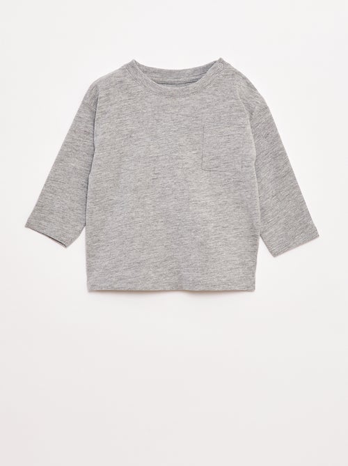T-shirt maniche lunghe con taschino sul petto - Kiabi