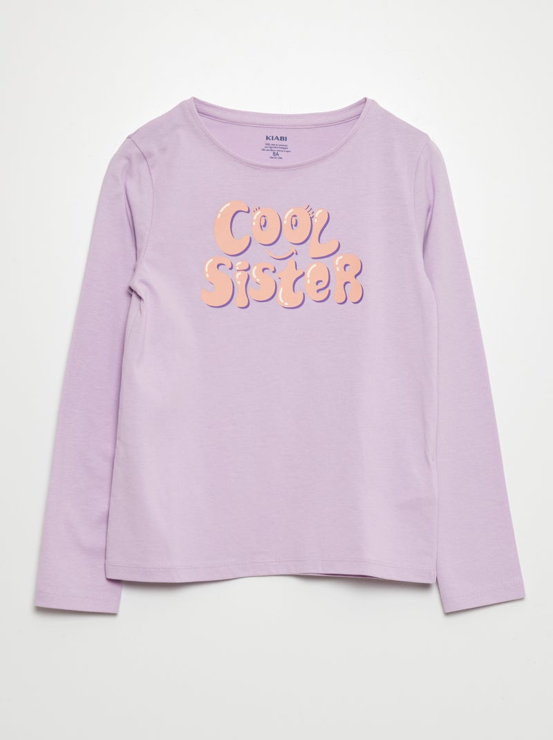 T-shirt maniche lunghe 'cool sister' VIOLA - Kiabi