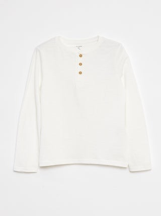 T-shirt maniche lunghe e collo serafino