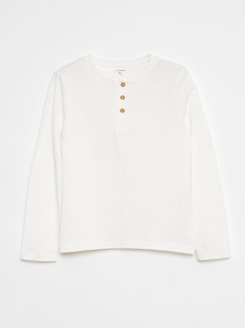 T-shirt maniche lunghe e collo serafino Bianco - Kiabi