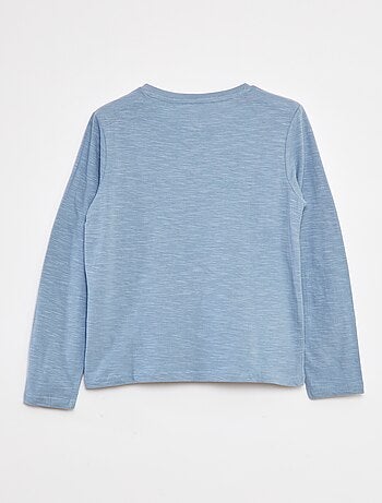 T-shirt maniche lunghe e collo serafino