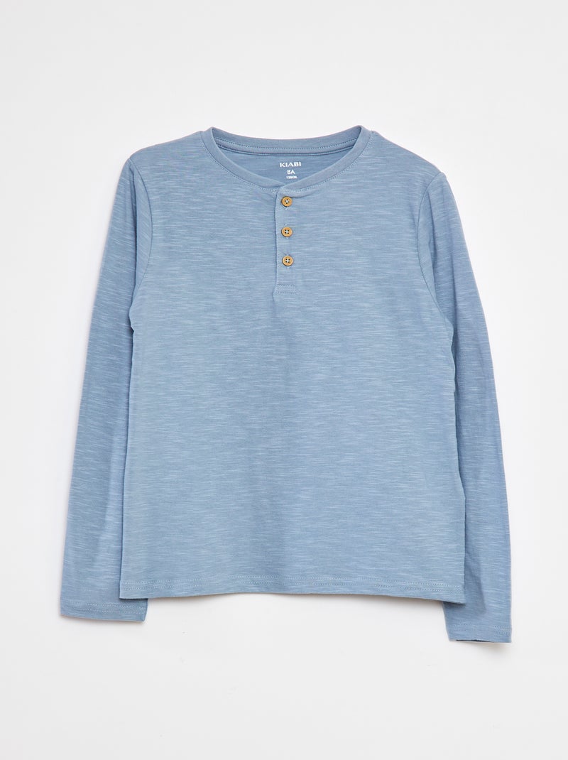 T-shirt maniche lunghe e collo serafino Blu - Kiabi
