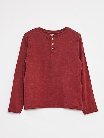 T-shirt maniche lunghe e collo serafino