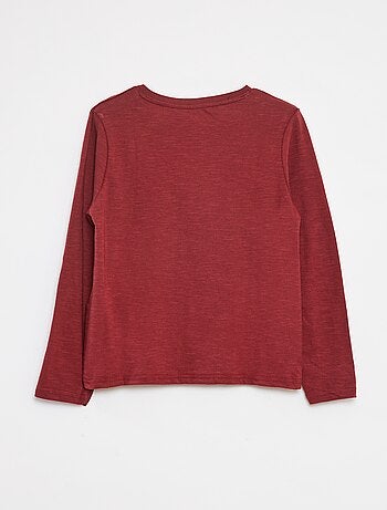 T-shirt maniche lunghe e collo serafino