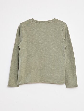T-shirt maniche lunghe e collo serafino