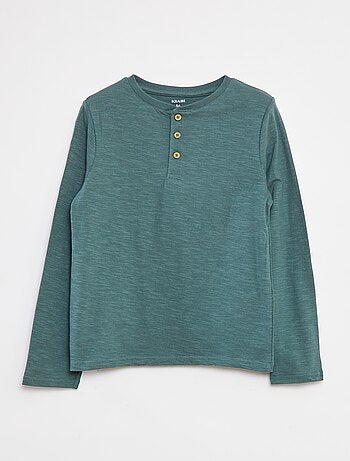 T-shirt maniche lunghe e collo serafino