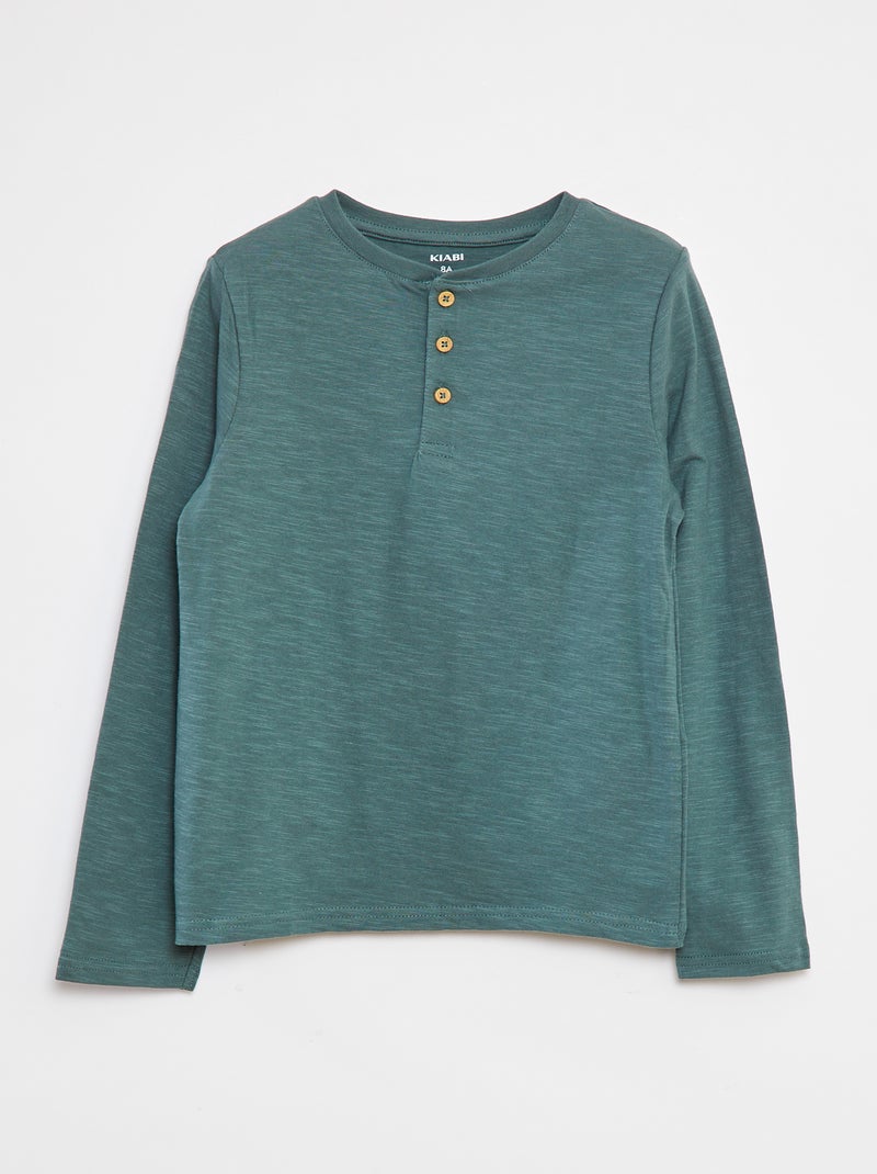 T-shirt maniche lunghe e collo serafino Verde - Kiabi