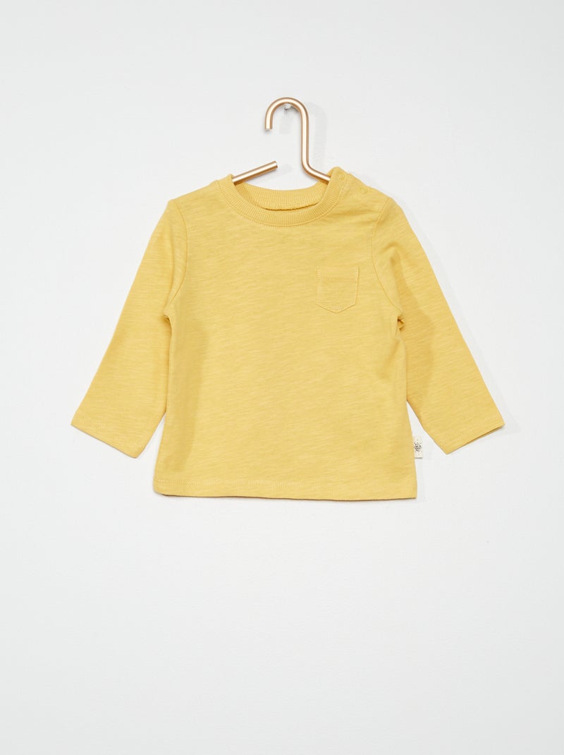 T-shirt maniche lunghe giallo - Kiabi