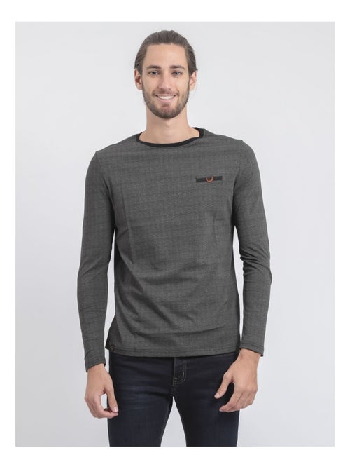 T-shirt maniche lunghe girocollo puro cotone JACOU - Kiabi