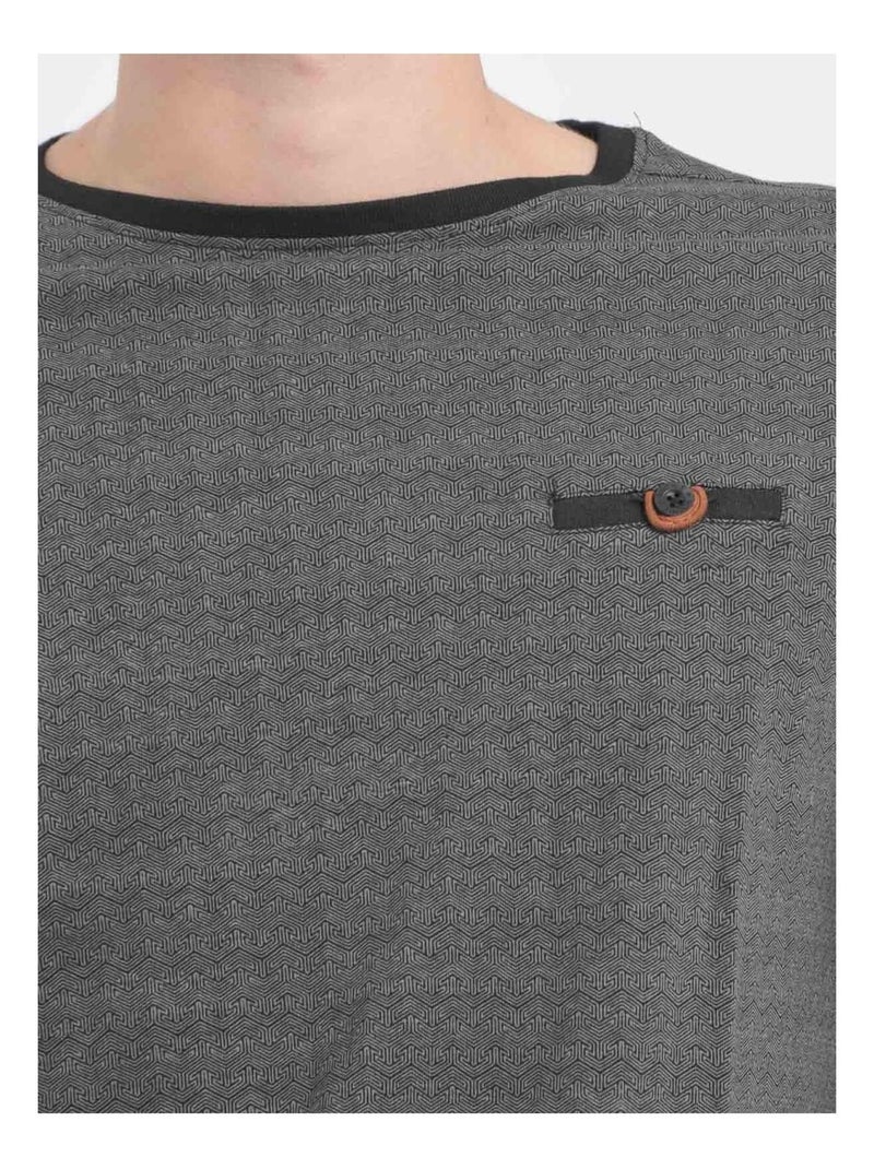 T-shirt maniche lunghe girocollo puro cotone JACOU Cachi - Kiabi