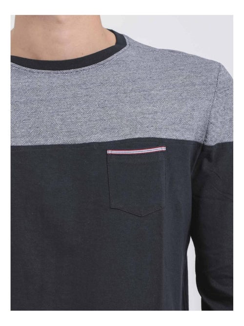 T-shirt maniche lunghe girocollo puro cotone JUPINEL - Kiabi